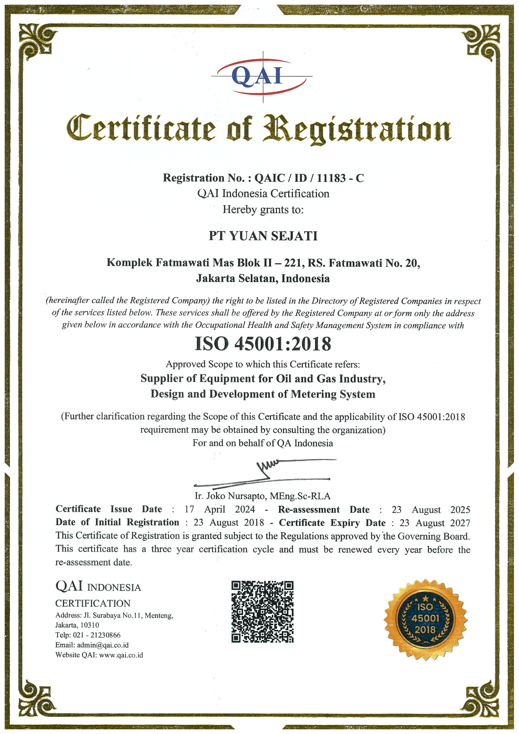 ISO 45001:2018 – Health & Safety