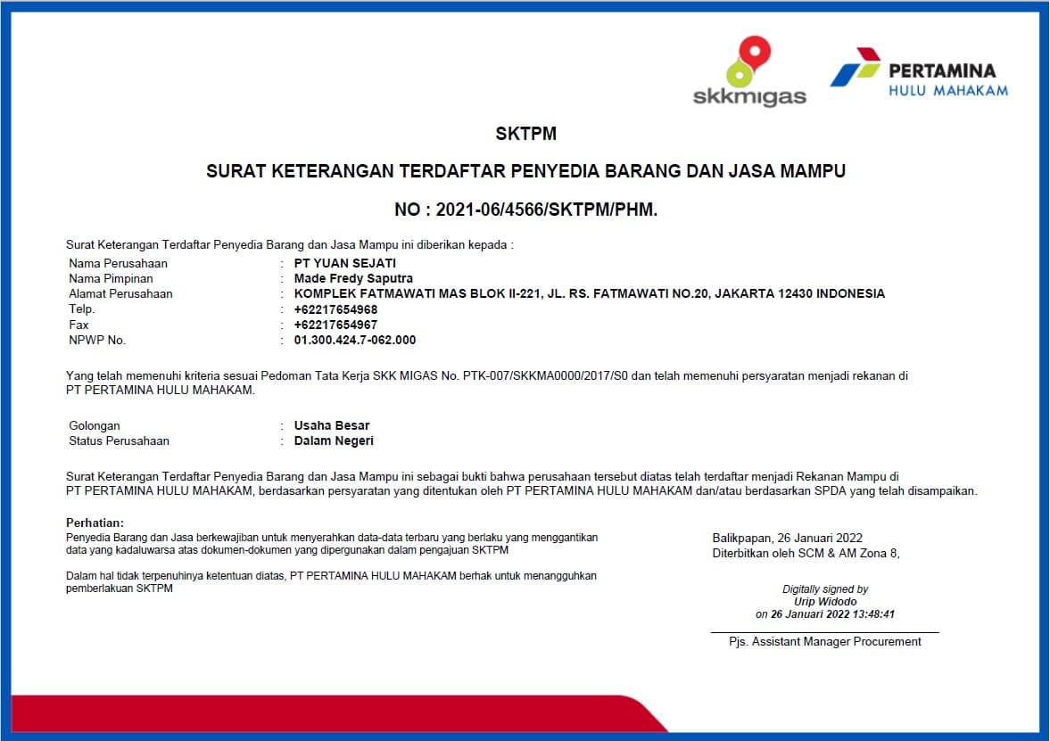 SKTPM – Pertamina Hulu Mahakam
