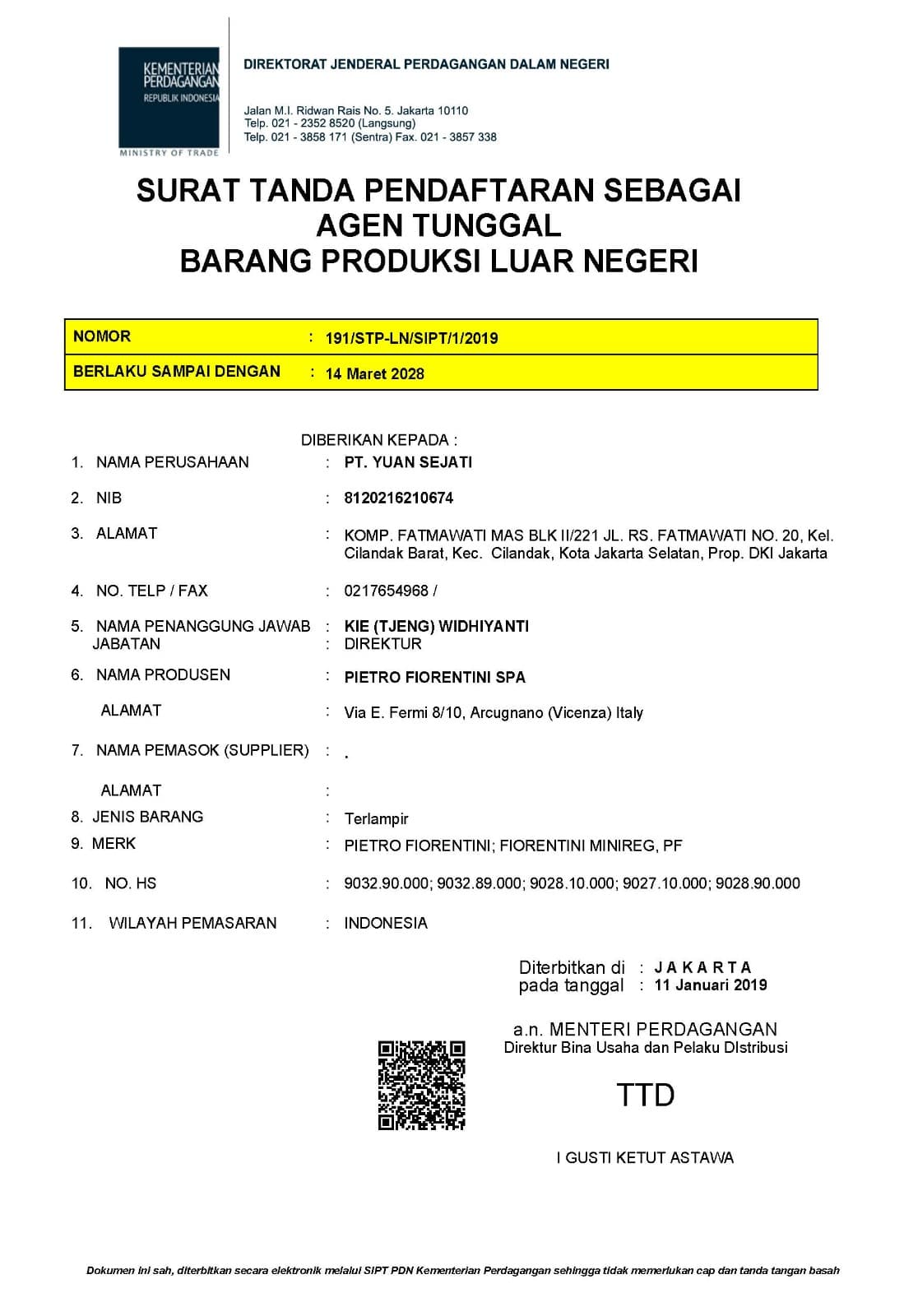 STP‐LN/SIPT – Kementerian Perdagangan