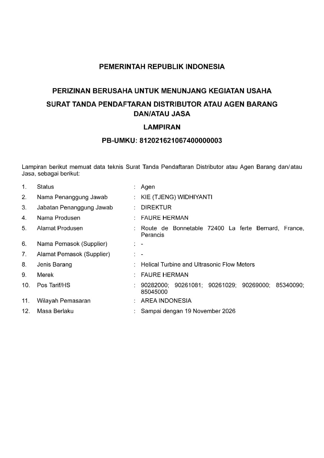 PB‐UMKU – Distributor/Agent License Appendix